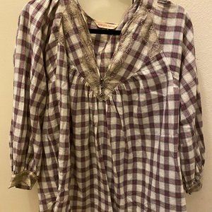 Rebecca Taylor Purple Gingham Top - Size 2